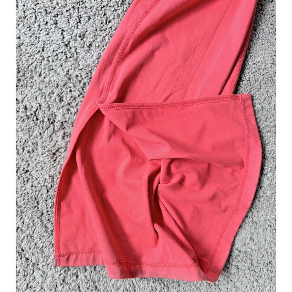 Women's Coral Red Active Jumpsuit Open Crisscross Back Flare Legs Side Slits - Picture 5 of 5